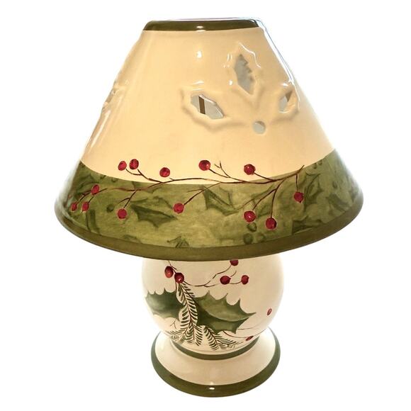 Lenox Vintage Holiday Gatherings Holly Berry Tea Light Candle Lamp New - Picture 2 of 10